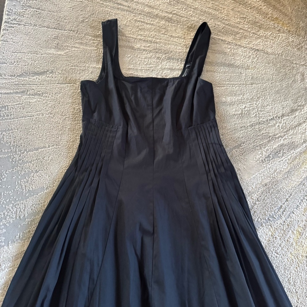 ASOS black long maxi dress square neck pleat waist smocked back 10 - Picture 12 of 16